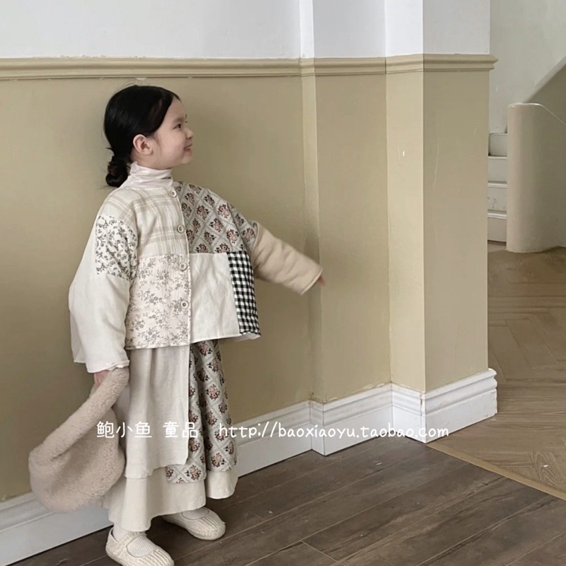 2025韩国东南大门女童亲子秋款韩版森系碎花拼接夹棉外套半身套装,童装/婴儿装/亲子装,普通外套,淘宝优惠券,粉丝福利购,淘宝优惠卷