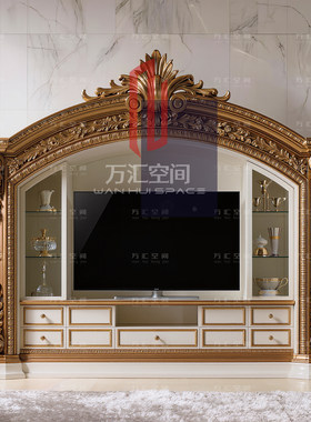 桃花芯实木电视柜组合展示柜定制