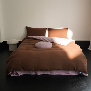 捏捏绒保暖绒面四件套 加厚温暖厚毛绒保暖套件 抗菌绒面纯色双拼