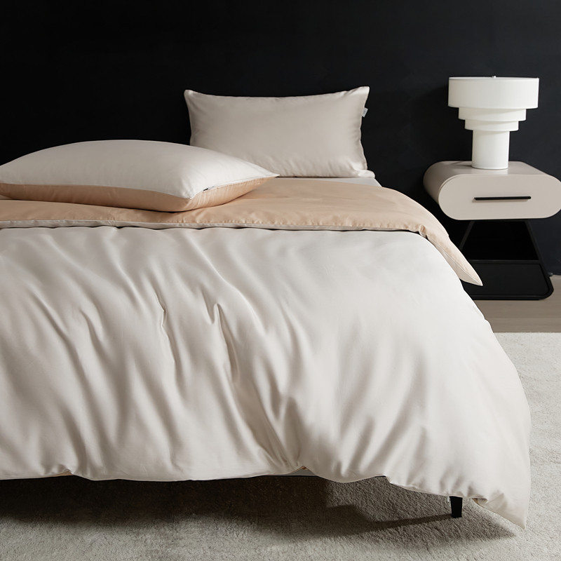 全棉100支长绒棉单件被套 贡缎纯棉拼色两用被罩枕套柔软细腻丝滑