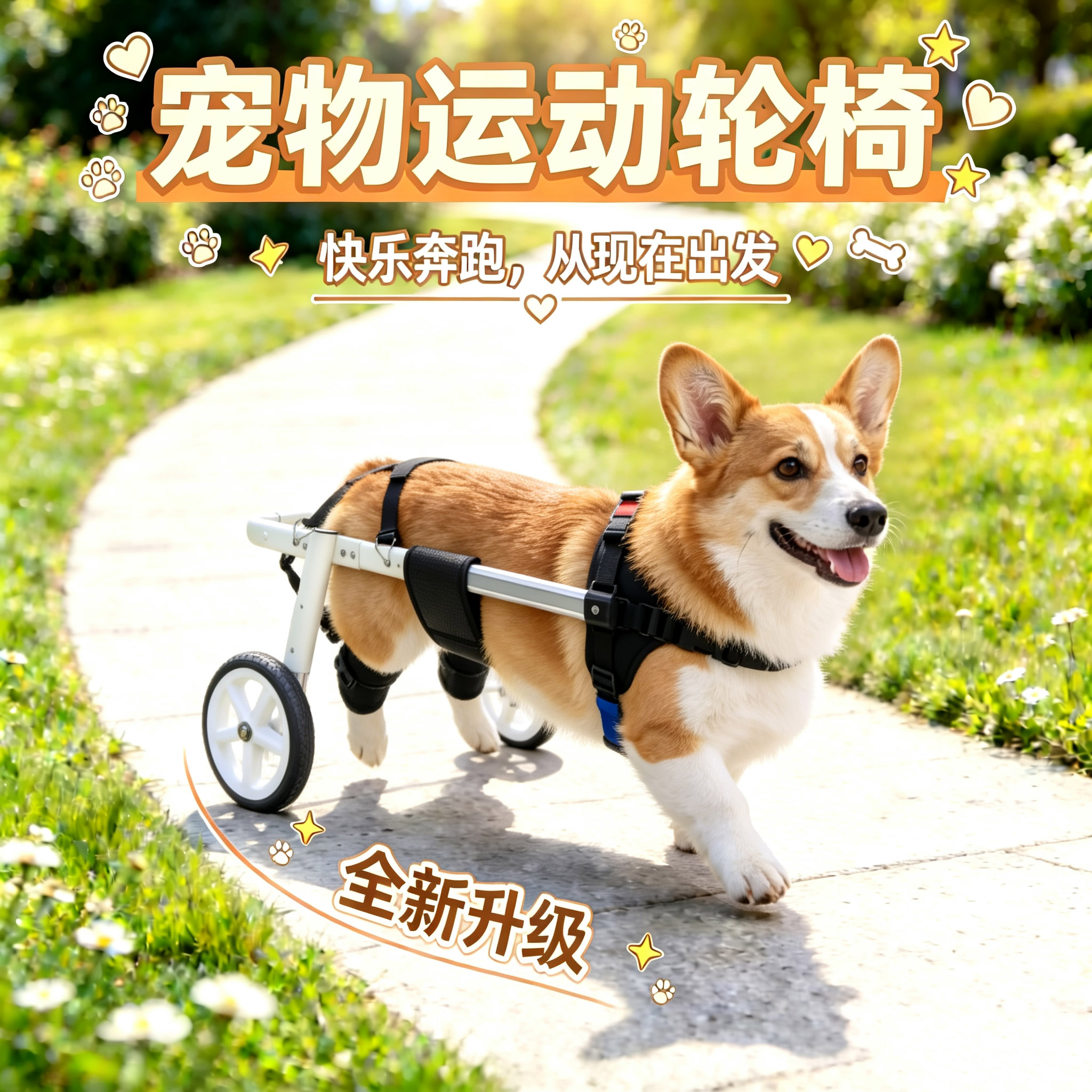 中大型狗后肢瘫痪康复代步轮椅