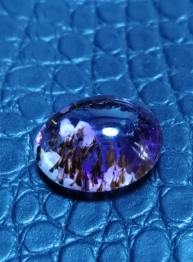 天然紫水晶钛晶花异像水晶蛋面吊坠大戒指
