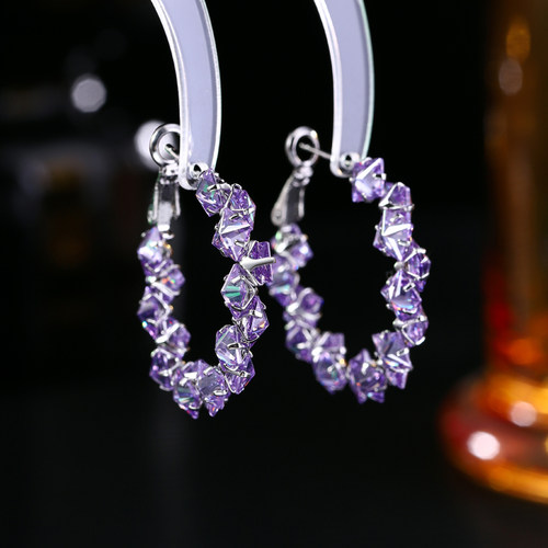 百搭水晶耳圈圈圈耳圈圆形耳饰