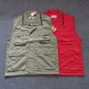 外贸户外春秋钓鱼马甲男款多口袋摄影新闻记者采访工作摄像有领