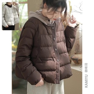 2025年新款超好看圆领洋气轻薄羽绒服女短款初冬爆款百搭无领外套