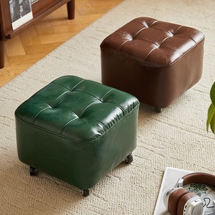 实木万向轮小凳子家用矮凳沙发凳移动溜溜椅子带轮换鞋凳家用板凳