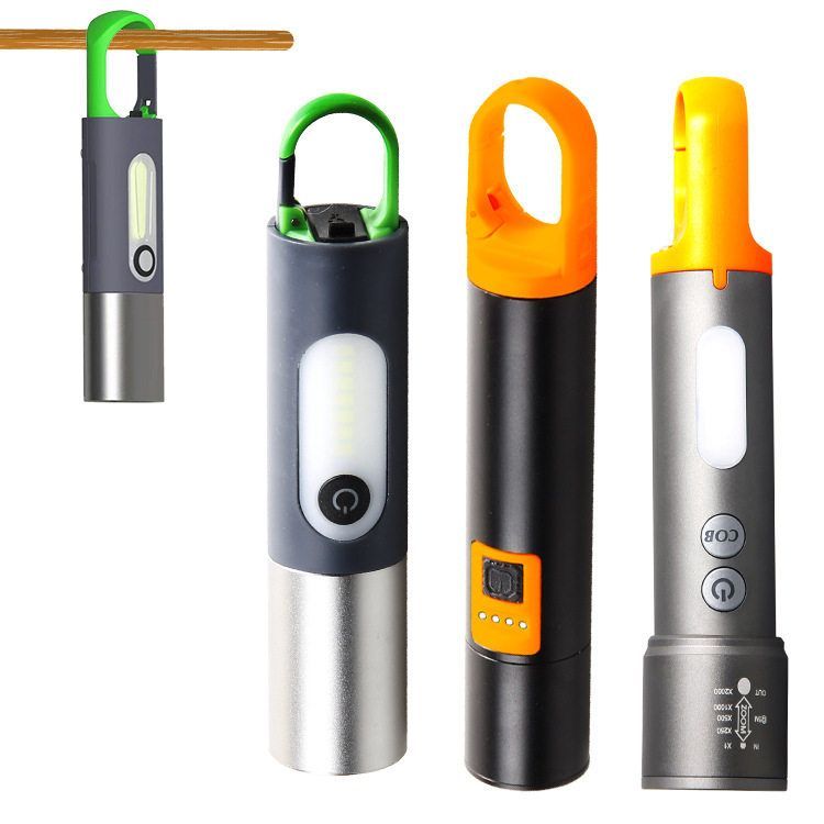 跨境新品LED手电筒白聚光 Type-C充电铝合金伸缩变焦爆款迷你电筒
