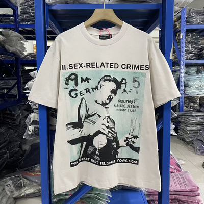 美式复古高街虚拟心电人物印花日常个性男女宽松落肩圆领短袖T恤