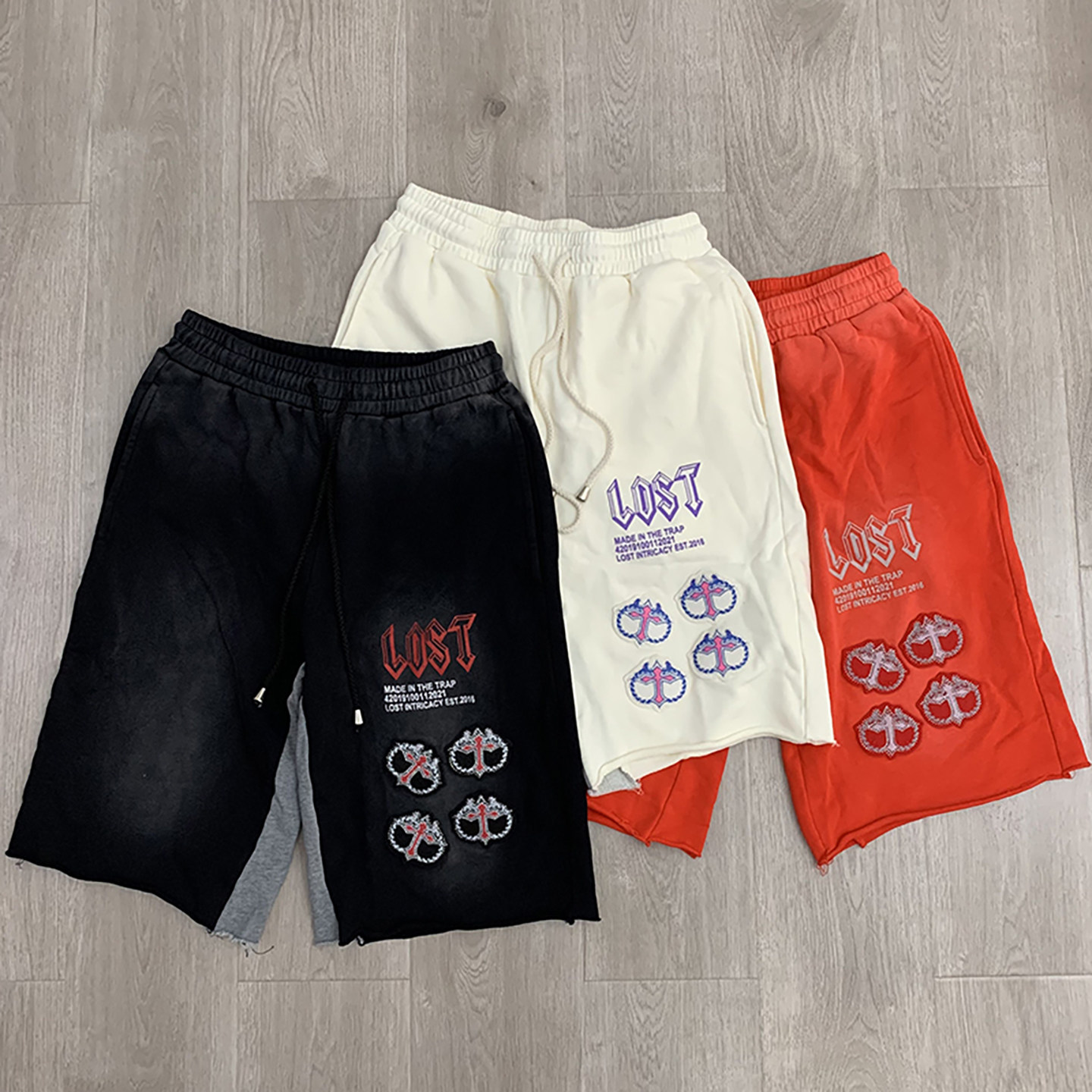 夏季高街美潮时尚烫钻徽章字母印花短裤男女宽松休闲运动五分裤潮,男装,短裤,淘宝优惠券,粉丝福利购,淘宝优惠卷
