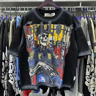 T恤 BKYS Lost shirt复古做旧烫钻骷髅短袖 Cropped Get Terry