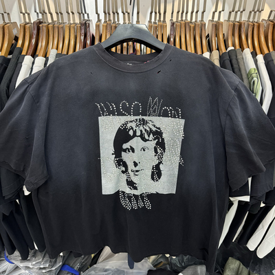 烫钻宽松破洞美式短袖T恤潮