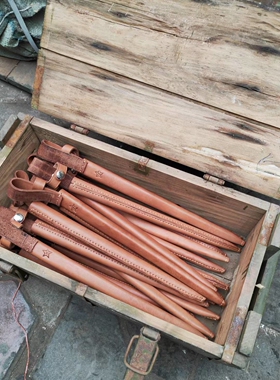 包邮70年代库存全新三棱型头层牛皮套锥型套56棱套手工线缝真皮套