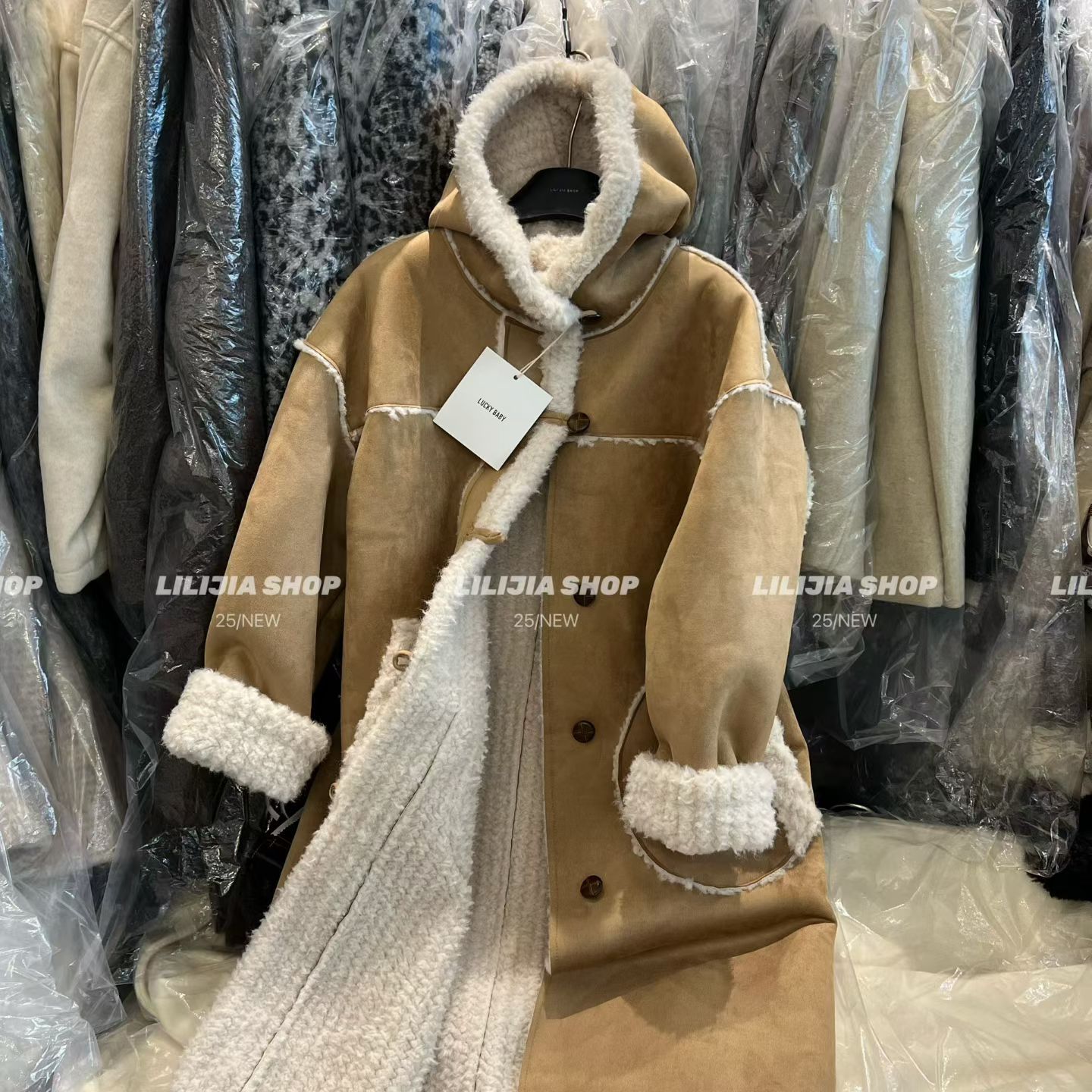 韩版时尚百搭连帽皮毛一体外套