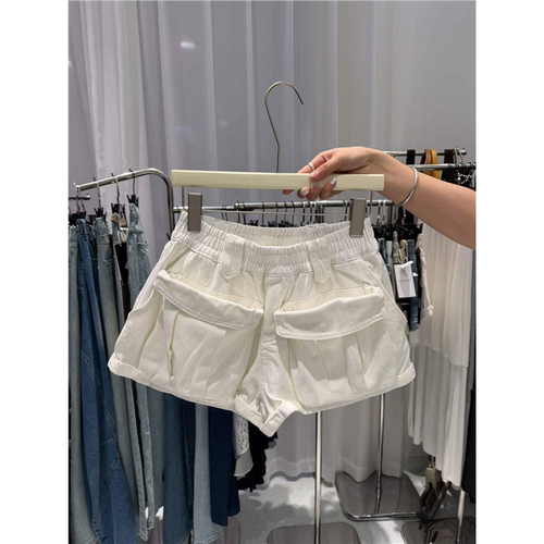 夏季工装阔腿短裤女松紧显瘦