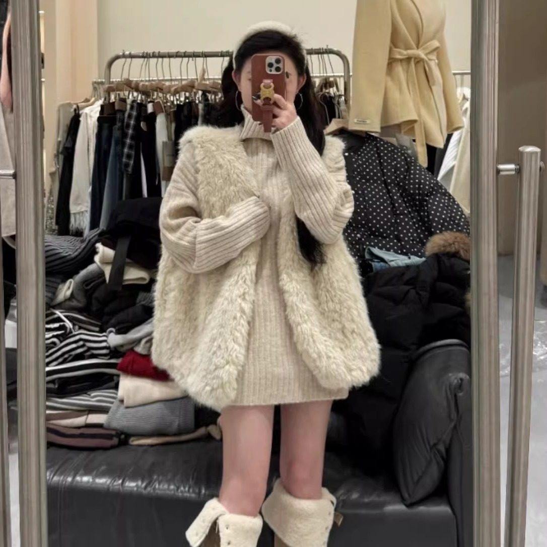 冬季韩版温柔仿羊羔毛保暖马甲女