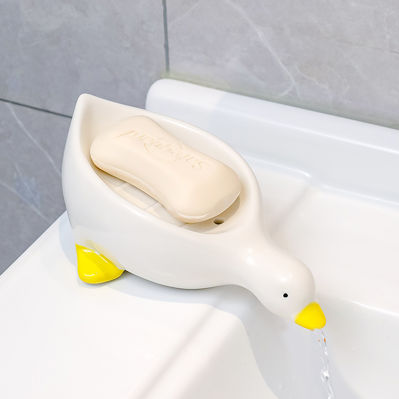蕊杰可爱萌趣小白鸭造型肥皂盒子