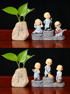 饰茶宠 饰家居客厅装 新中国禅宗风格 新手和尚摆件博古架酒柜桌面装