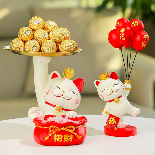 蕊杰招财猫钥匙收纳玄关装饰品