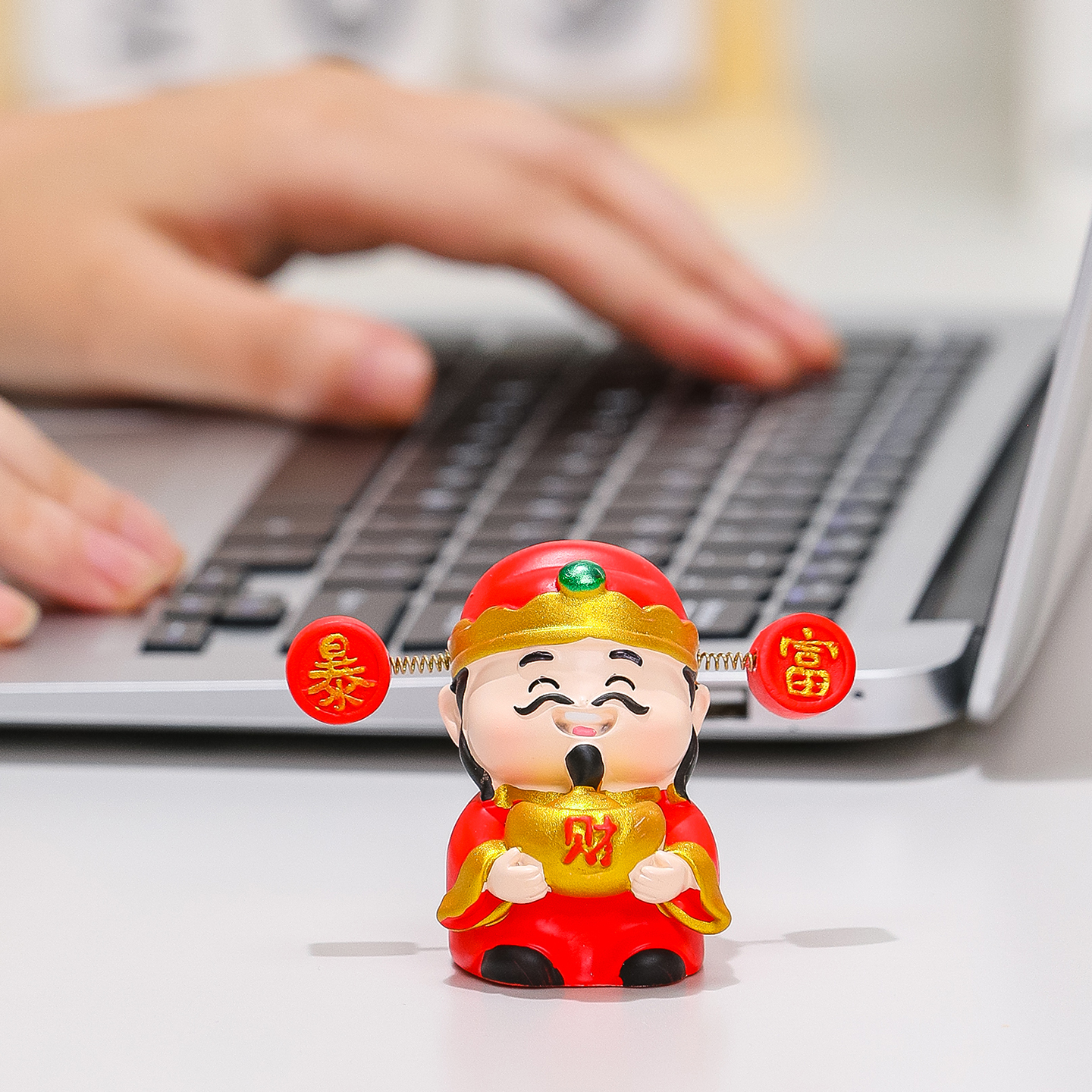 可爱卡通福喜财神爷桌面摆件家用客厅玄关电视柜装饰店铺开业礼物