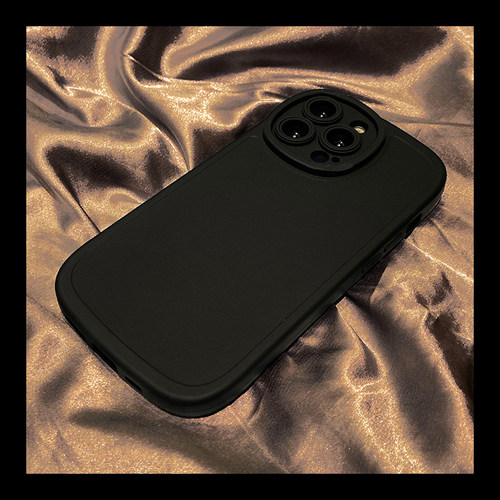 适用苹果14手机壳纯色椭圆形液态