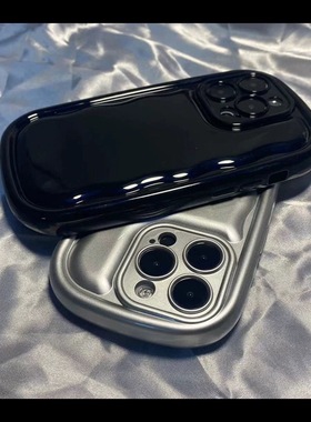 椭圆波浪手机壳适用红米K60小胖墩k50至尊版K40s烤漆黑色k30亮面耐脏Note12pro+加厚气囊防摔11E高级银白10/9