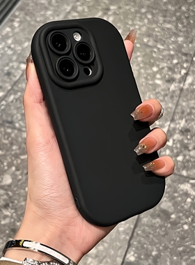 纯黑色磨砂胖墩墩手机壳适用IQOOZ9turbo全包镜头NEO8防摔耐脏12肤感7/6粉蓝软5SE气囊z1女z3/z5x/Z6/z7x/z9