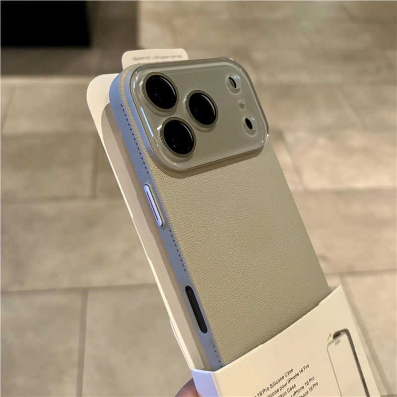 钛灰水晶镜头荔枝纹适用苹果17air手机壳iPhone16plus超薄15/14立体纹理13/12高级感11promax耐脏XSmax男女款