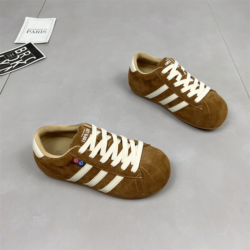 复古真皮丑萌大头厚底德训鞋