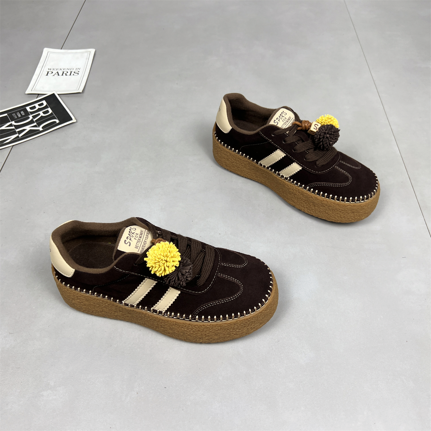 真皮增高5cm松果德训鞋女2025冬