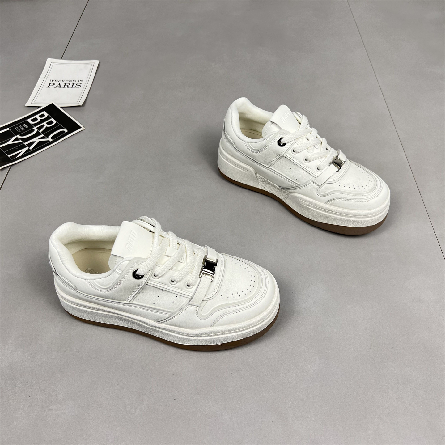 真皮厚底小白鞋女2025秋冬