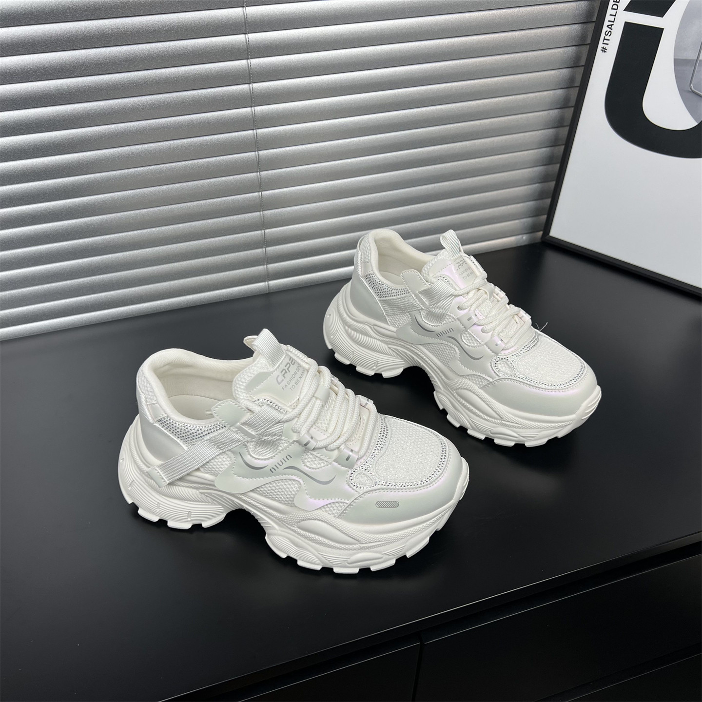 厚底真皮老爹鞋女2026年春季新款时尚鞋水钻轻便百搭休闲运动鞋,女鞋,老爹鞋,淘宝优惠券,粉丝福利购,淘宝优惠卷