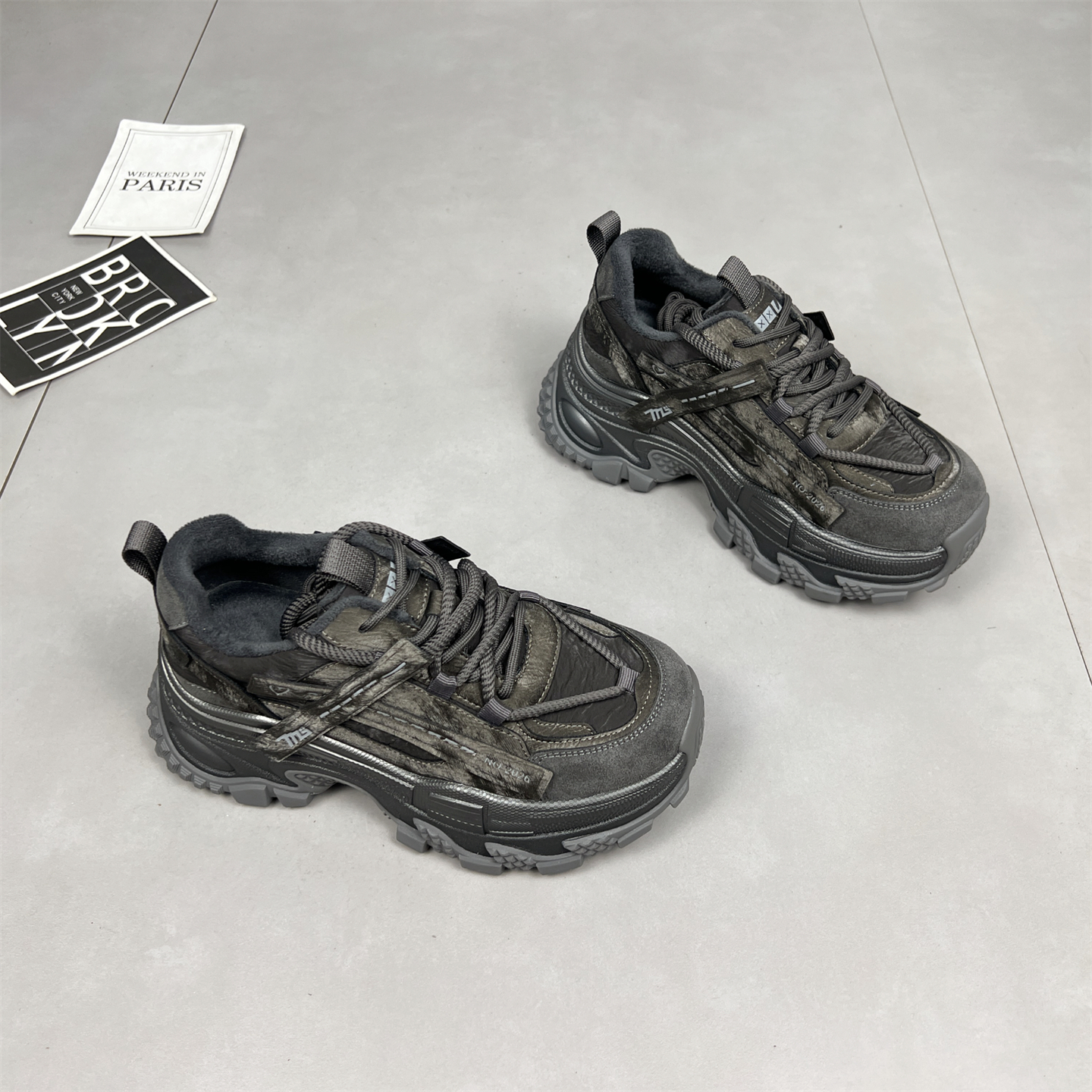 真皮厚底加绒老爹鞋女2025冬季