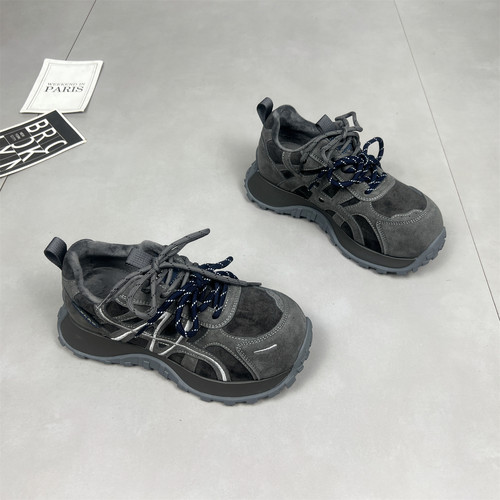 真皮加绒丑萌老爹鞋女2025冬季