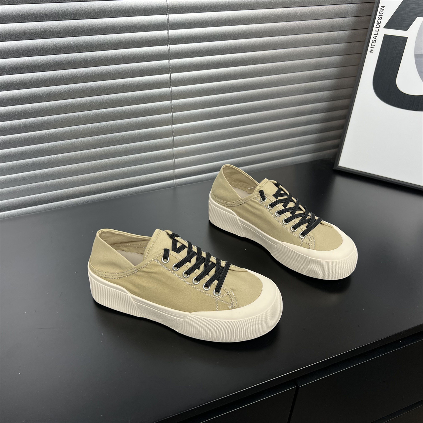 厚底帆布鞋女2026夏季薄款踩跟两穿透气软底一脚蹬百搭休闲板鞋