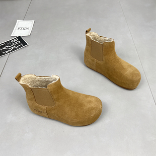 真皮羊毛内增高勃肯雪地靴女2025冬季 套筒加绒保暖棉靴短靴 新款