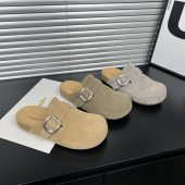 平底百搭一脚蹬外穿懒人单鞋 真皮包头勃肯鞋 韩版 新款 潮 女2026春季