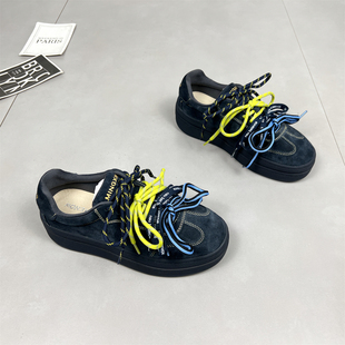 休闲百搭运动板鞋 真皮厚底多色带德训鞋 复古时尚 新款 女2025秋季