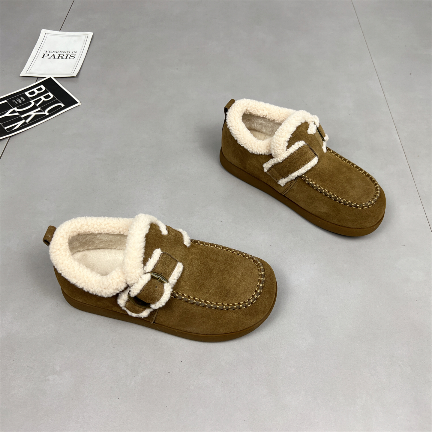 真皮毛毛勃肯鞋女2025冬季