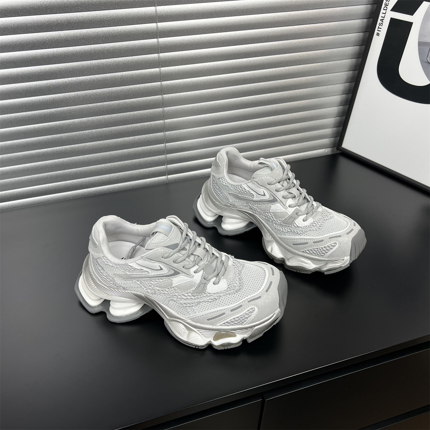 真皮机能风厚底老爹鞋女2026春季新款网面透气增高显瘦运动休闲鞋