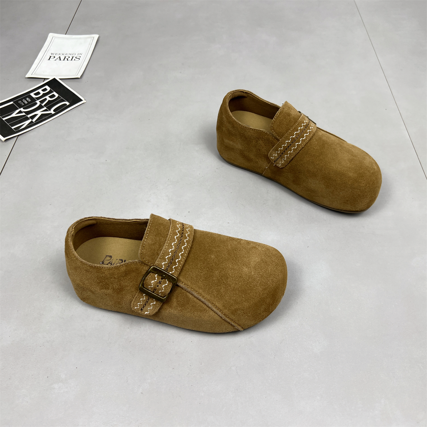 牛反绒内增高厚底勃肯鞋