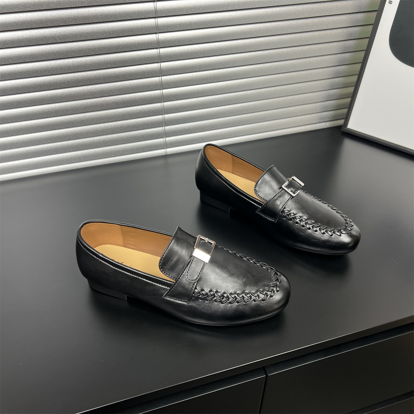 英伦风~真皮平底乐福鞋女2026春新款金属扣一脚蹬百搭休闲小皮鞋,女鞋,乐福鞋（豆豆鞋）,淘宝优惠券,粉丝福利购,淘宝优惠卷