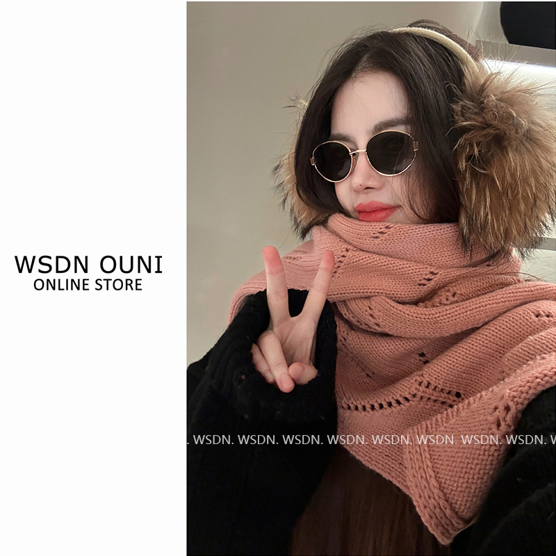 【多功能扣子围巾】韩版纯色针织镂空纽扣秋冬保暖绵羊毛百搭披肩
