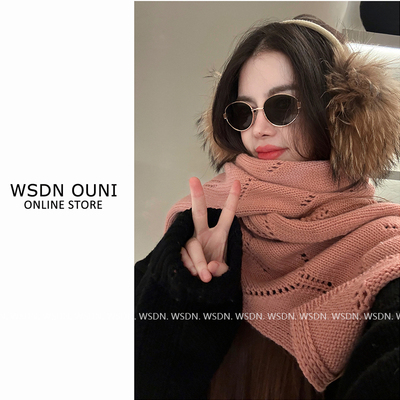 【多功能扣子围巾】韩版纯色针织镂空纽扣秋冬保暖绵羊毛百搭披肩
