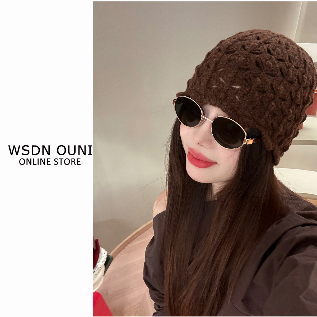 【高品100澳洲羊毛菠萝帽】秋冬保暖冷帽时尚镂空手工钩子包头帽