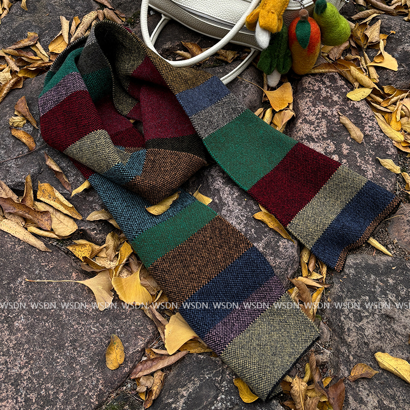 【彩色围巾】100澳洲羊毛复古拼色围脖秋冬休闲百搭保暖护颈围巾