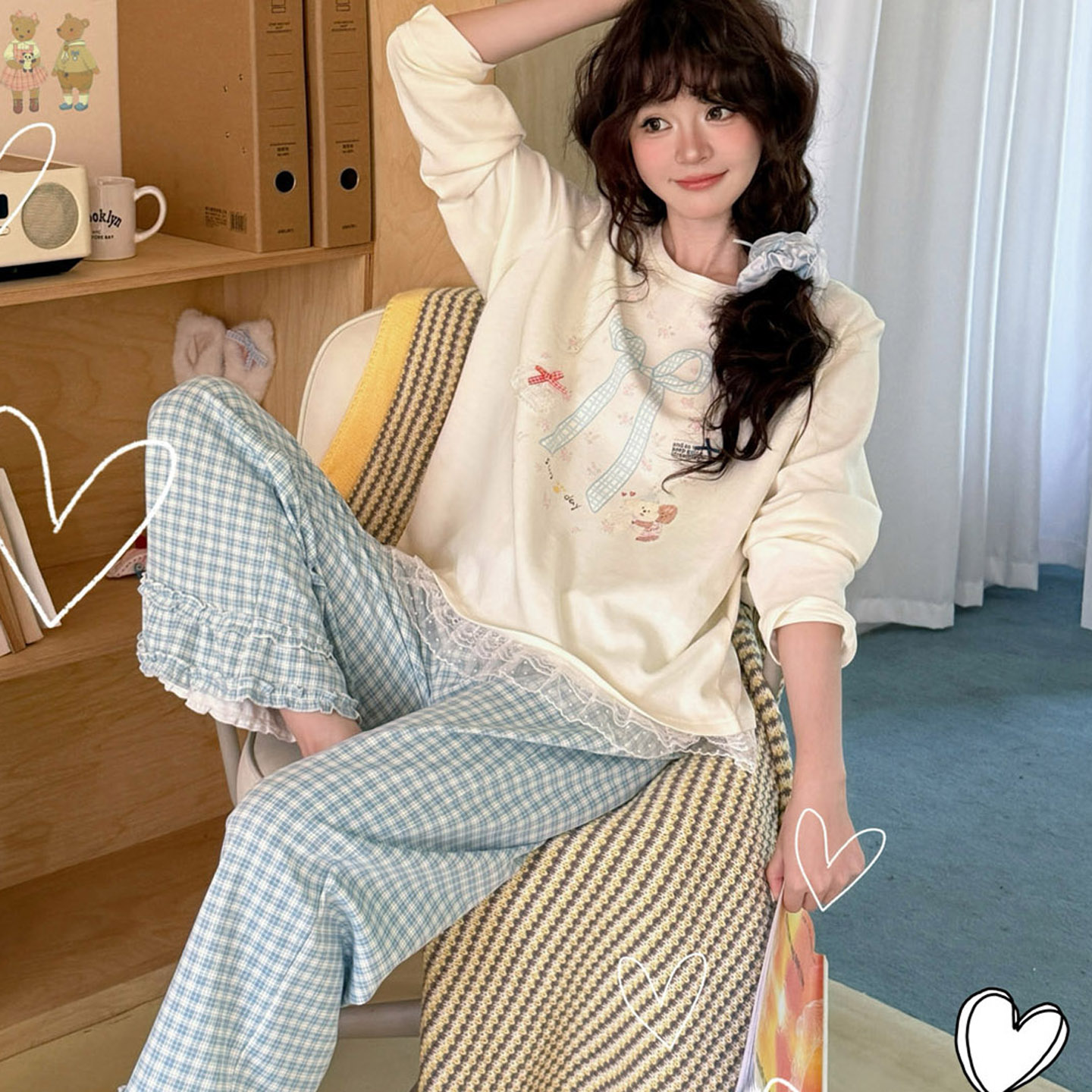 小熊家甜美蝴蝶结睡衣套装