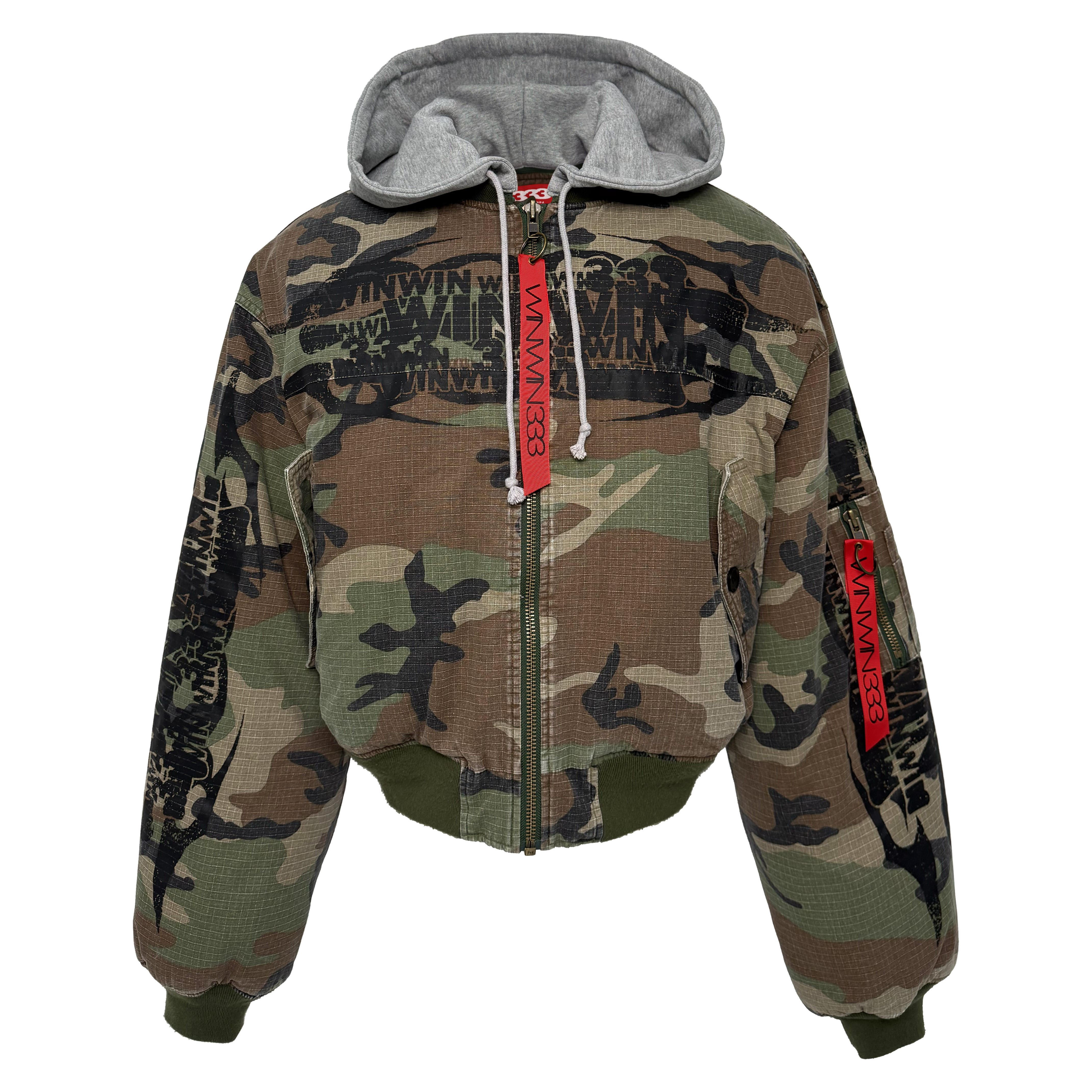 pccvision迷彩做旧连帽飞行夹克