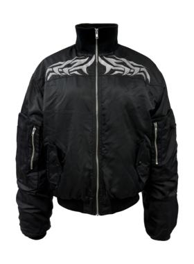 [PCCVISION] 3MAN0N 图腾ma1刺绣黑色棉服大口袋长袖宽松飞行夹克