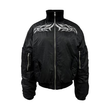 [PCCVISION] 3MAN0N 图腾ma1刺绣黑色棉服大口袋长袖宽松飞行夹克