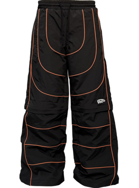 [PCCVISION] 3MAN0N track跑道撞色拼接刺绣可拆卸宽松黑色运动裤